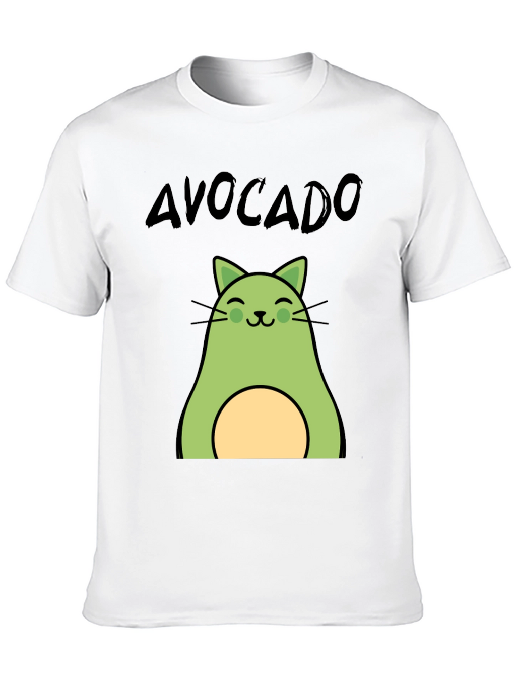 Avocado Cat Graphic Tee - Unisex Black T-Shirt