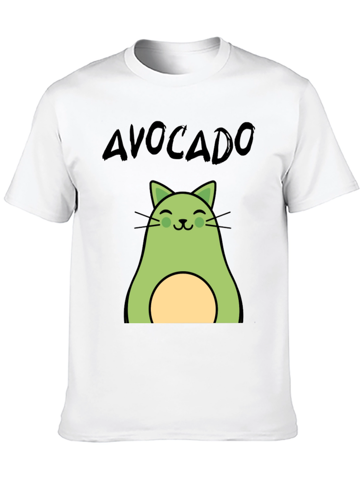 Avocado Cat Graphic Tee - Unisex Black T-Shirt