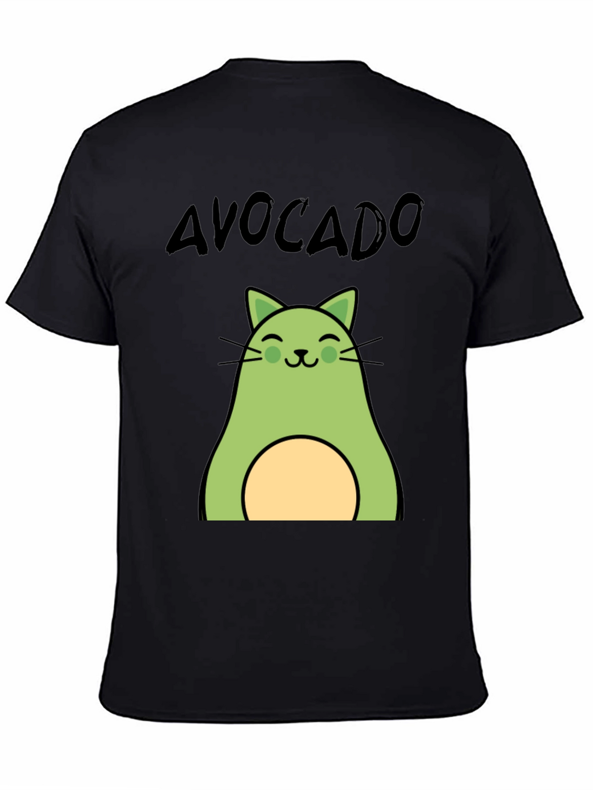Avocado Cat Graphic Tee - Unisex Black T-Shirt