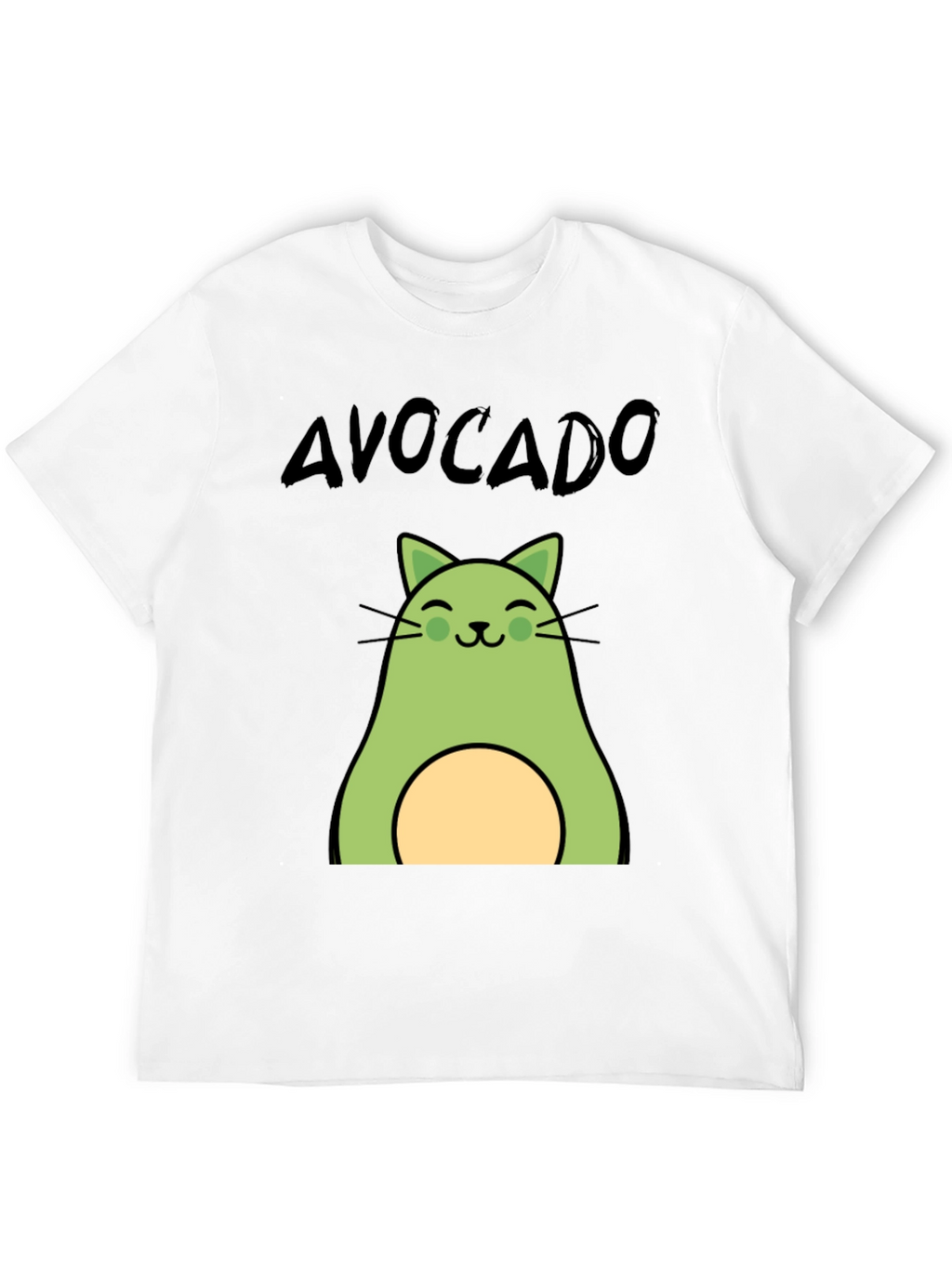 Avocado Cat Graphic Tee - Unisex Black T-Shirt