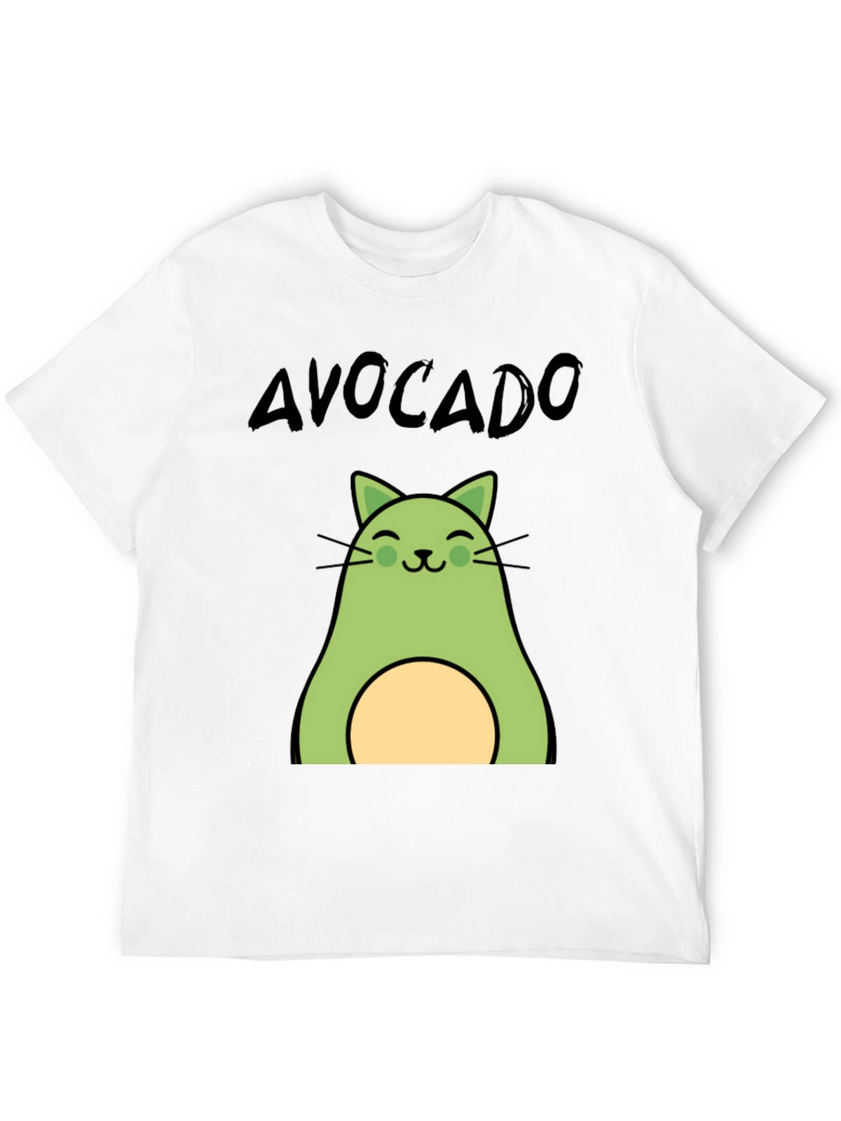 Avocado Cat Graphic Tee - Unisex Black T-Shirt