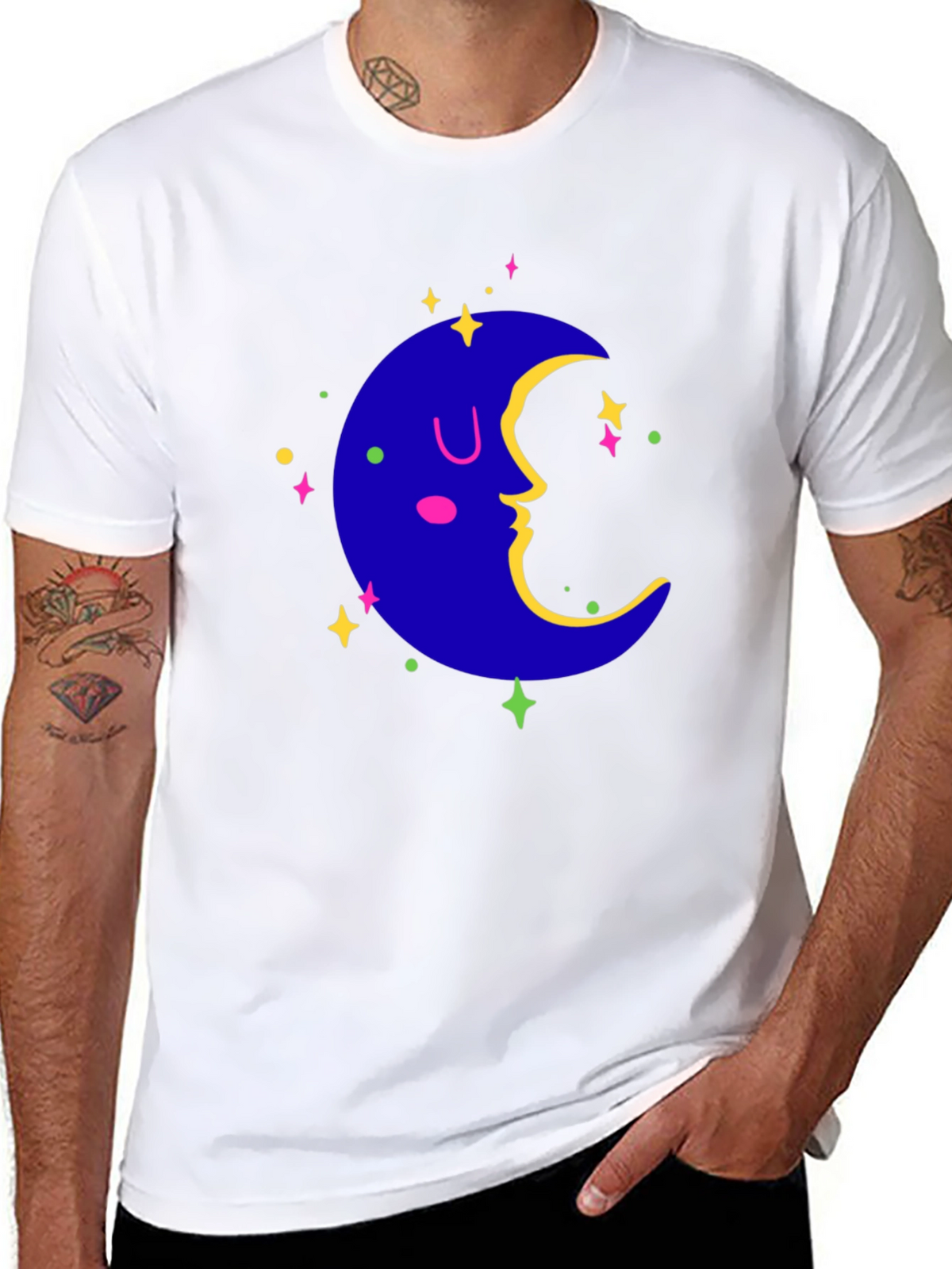 Dreamy Moon Graphic Tee - Black Casual T-Shirt