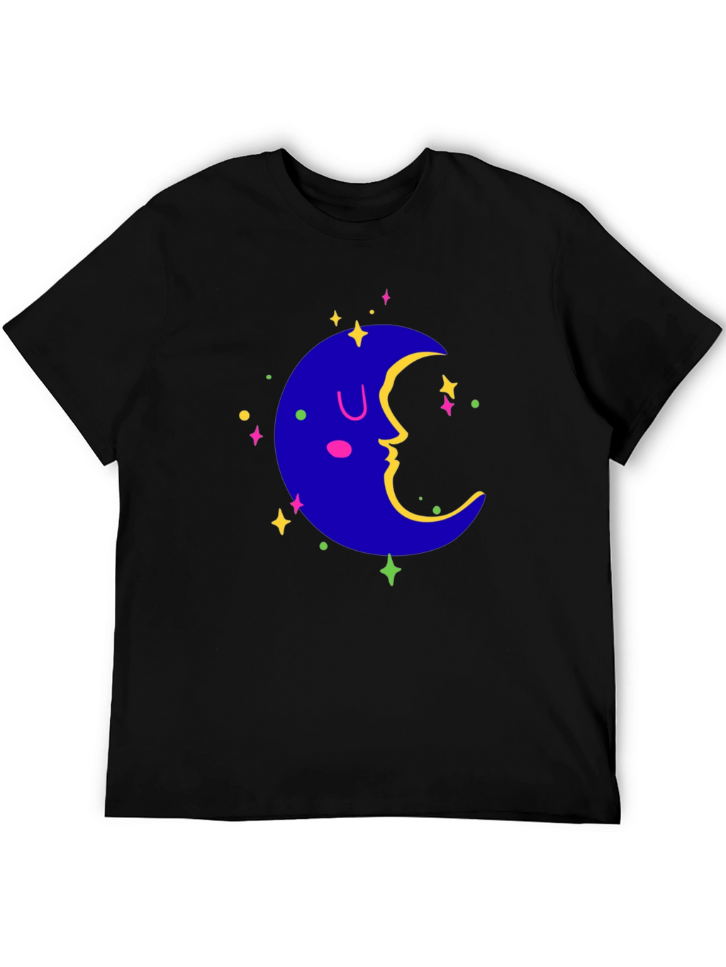 Dreamy Moon Graphic Tee - Black Casual T-Shirt