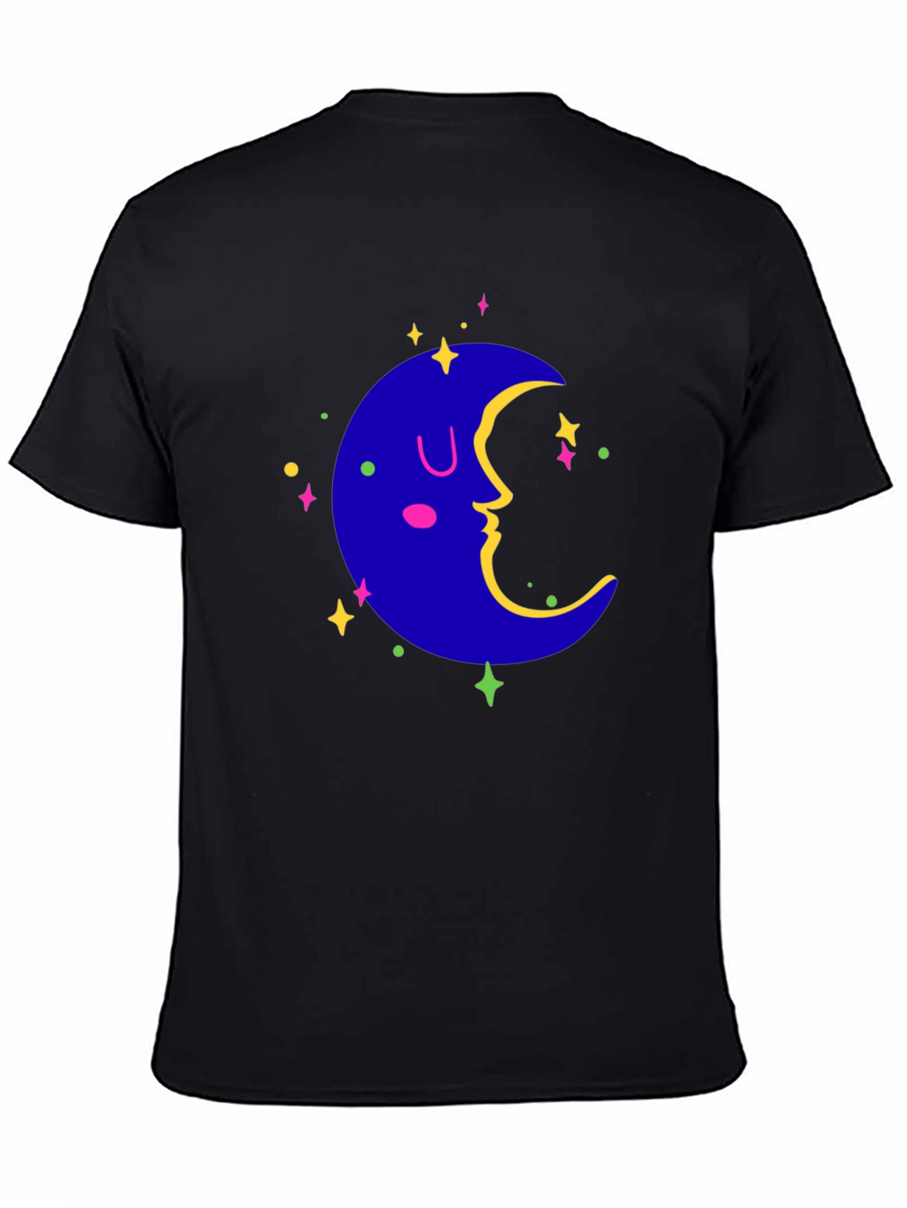 Dreamy Moon Graphic Tee - Black Casual T-Shirt