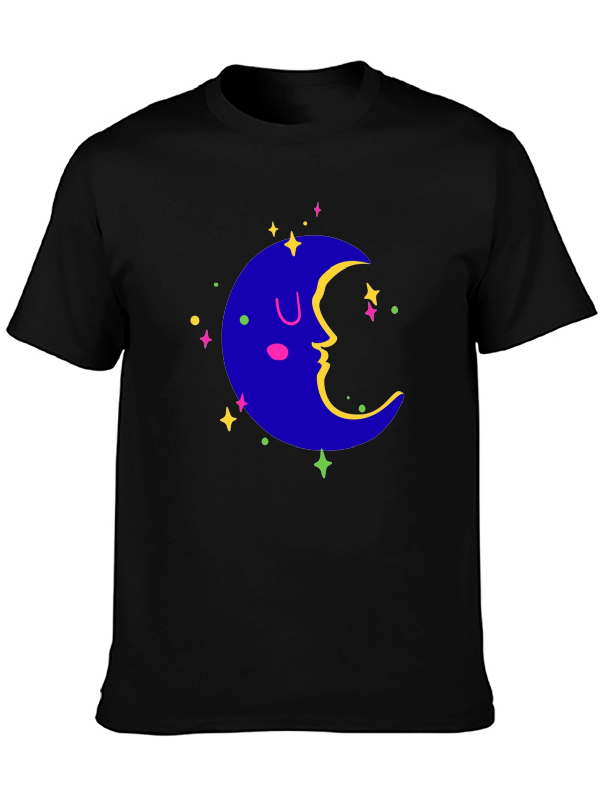 Dreamy Moon Graphic Tee - Black Casual T-Shirt