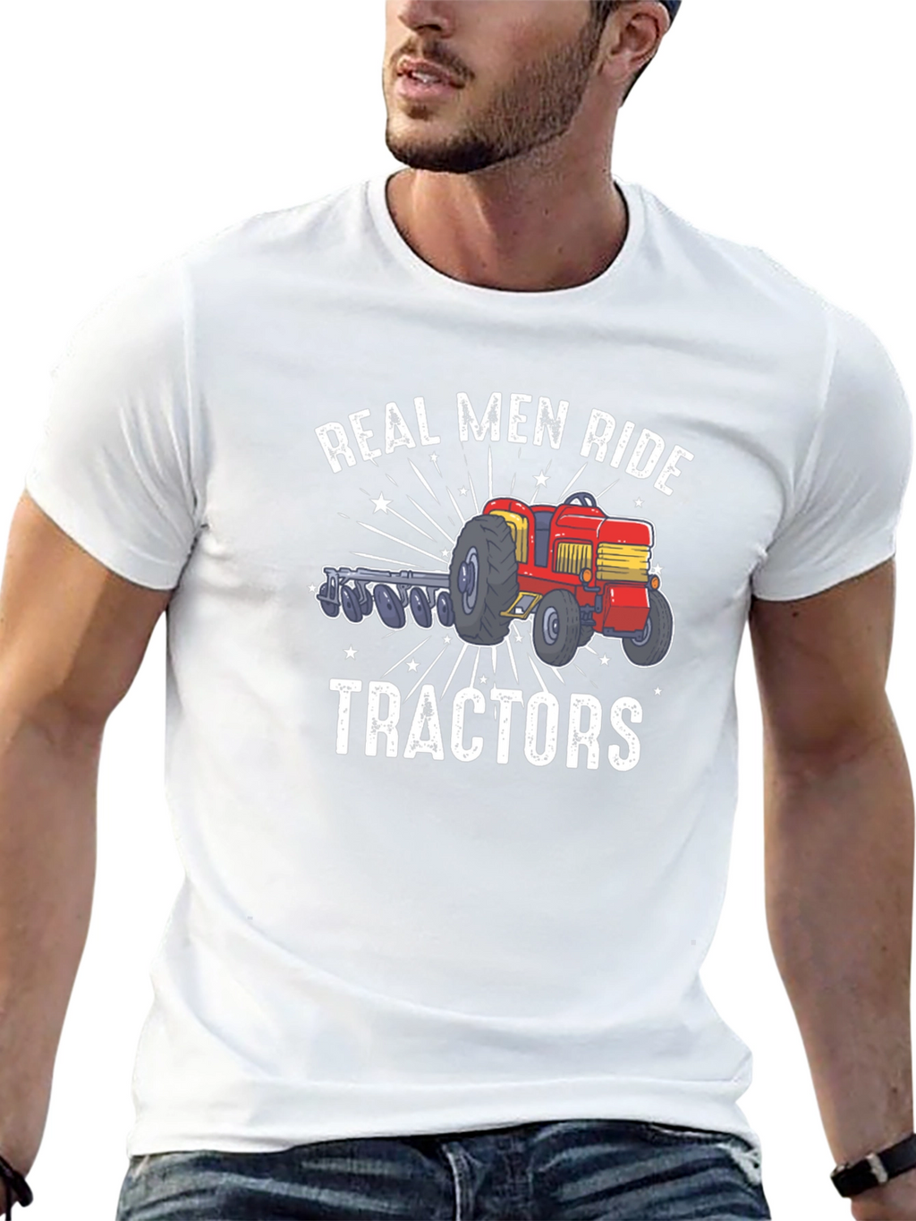 Real Men Ride Tractors Graphic T-Shirt