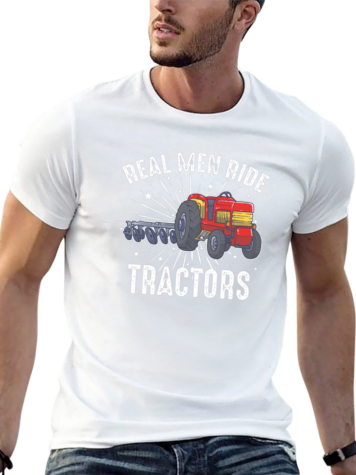 Real Men Ride Tractors Graphic T-Shirt