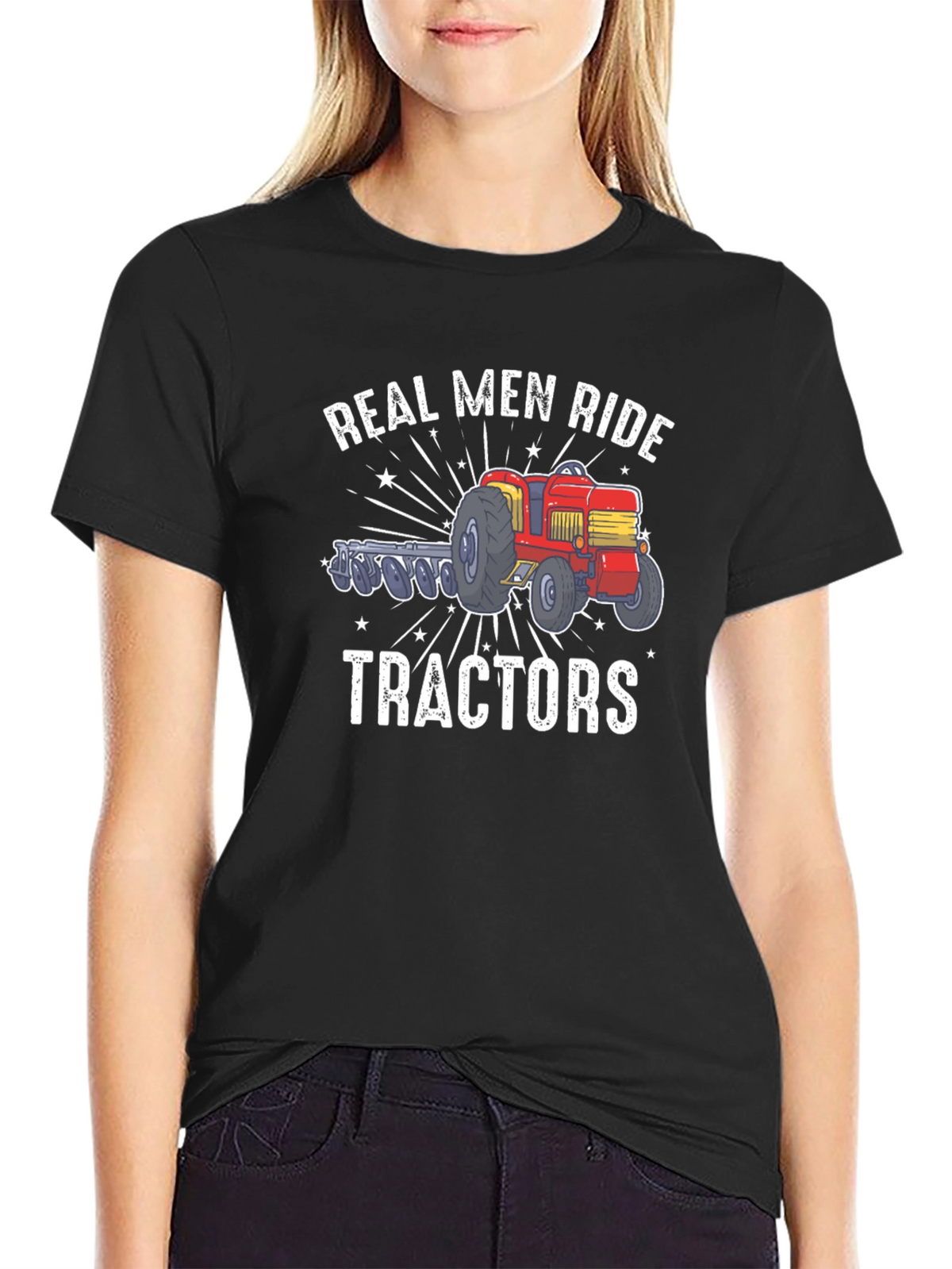 Real Men Ride Tractors Graphic T-Shirt