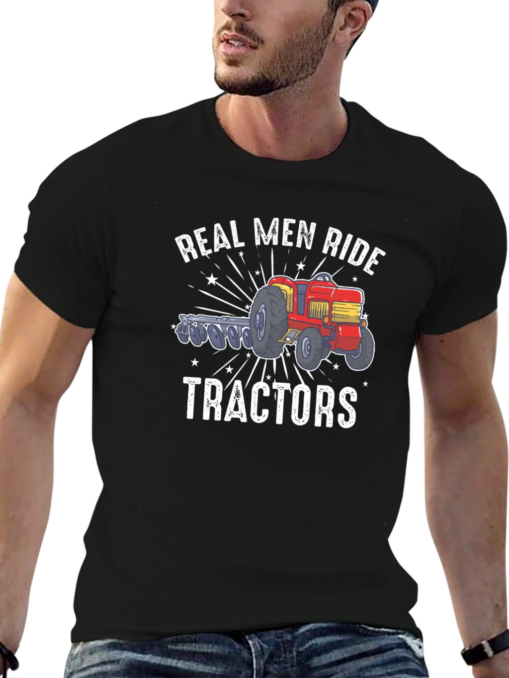 Real Men Ride Tractors Graphic T-Shirt