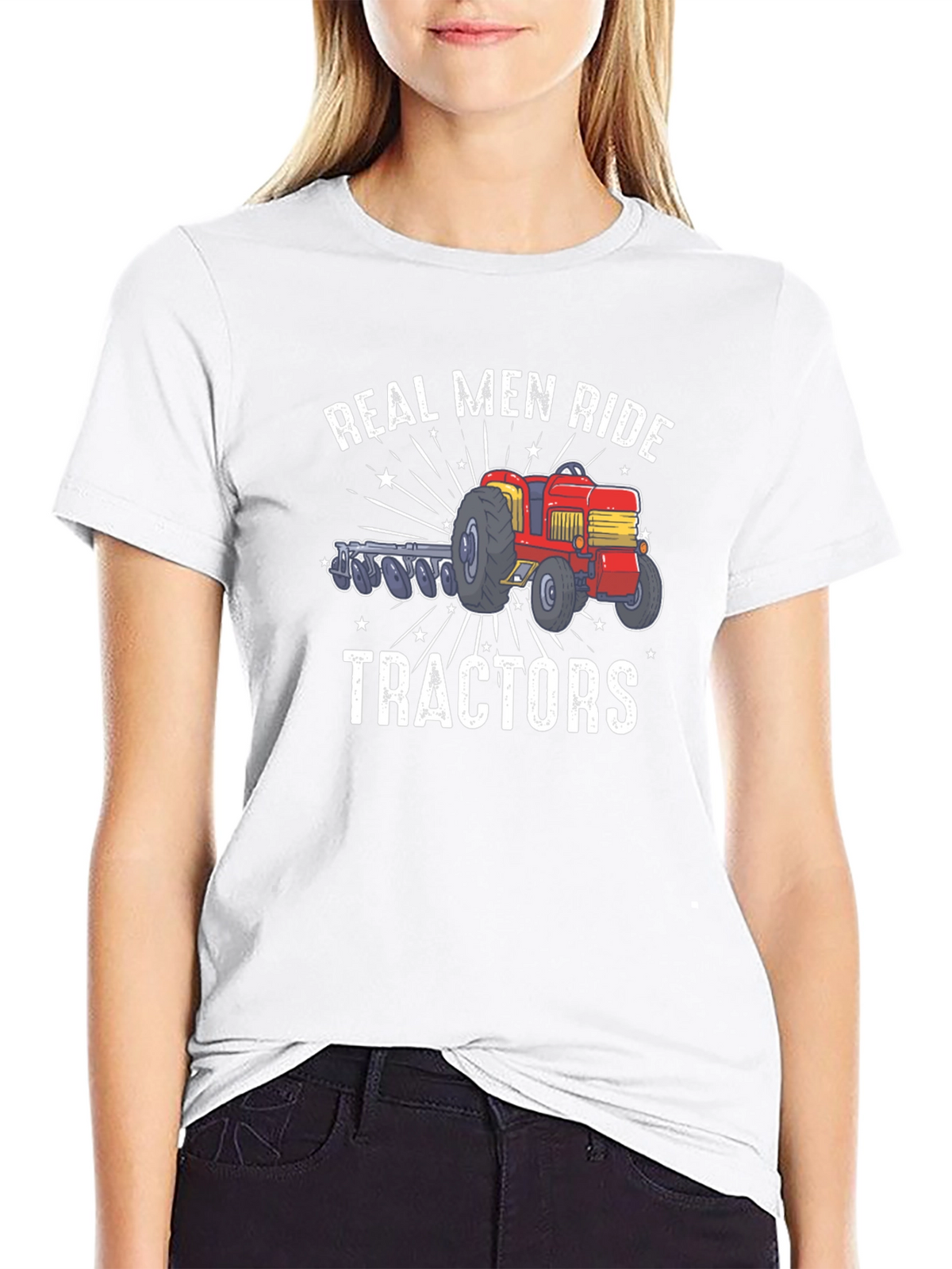 Real Men Ride Tractors Graphic T-Shirt