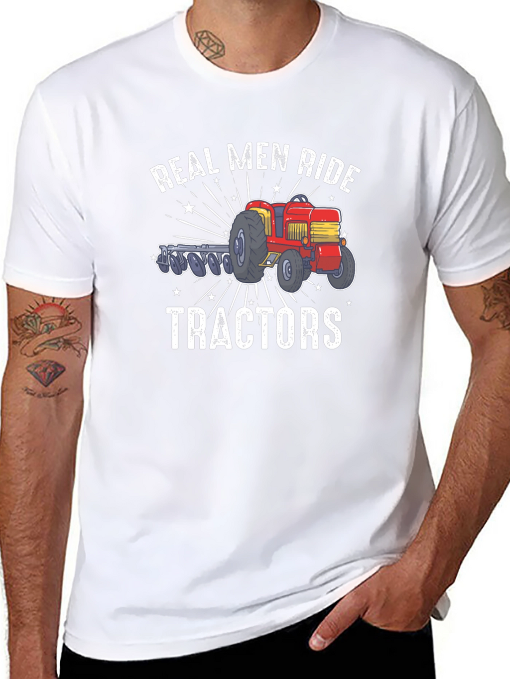 Real Men Ride Tractors Graphic T-Shirt