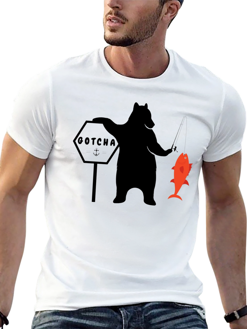 Bear Fishing Graphic T-Shirt - GOTCHA Design