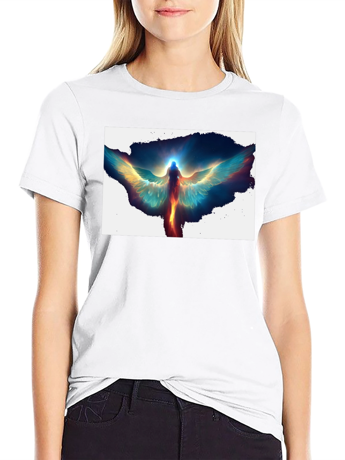 Angel Wings Graphic Print Black T-Shirt