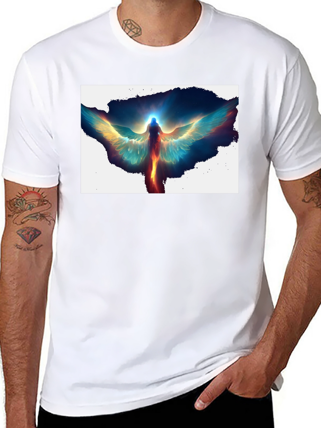 Angel Wings Graphic Print Black T-Shirt