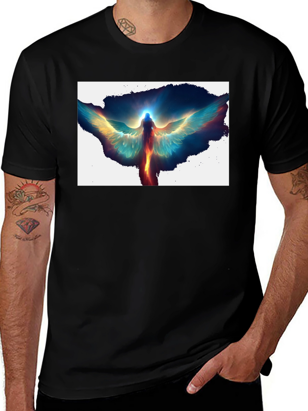 Angel Wings Graphic Print Black T-Shirt