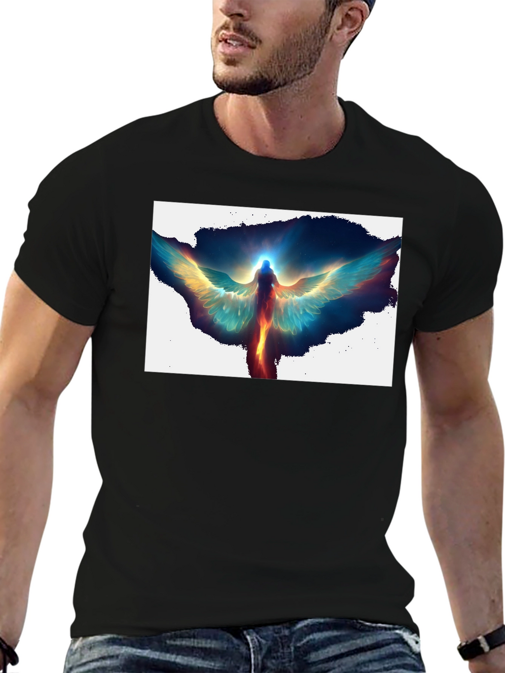 Angel Wings Graphic Print Black T-Shirt