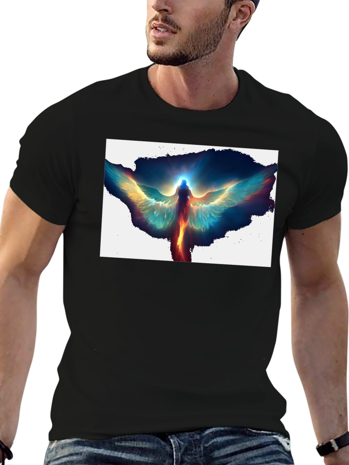 Angel Wings Graphic Print Black T-Shirt