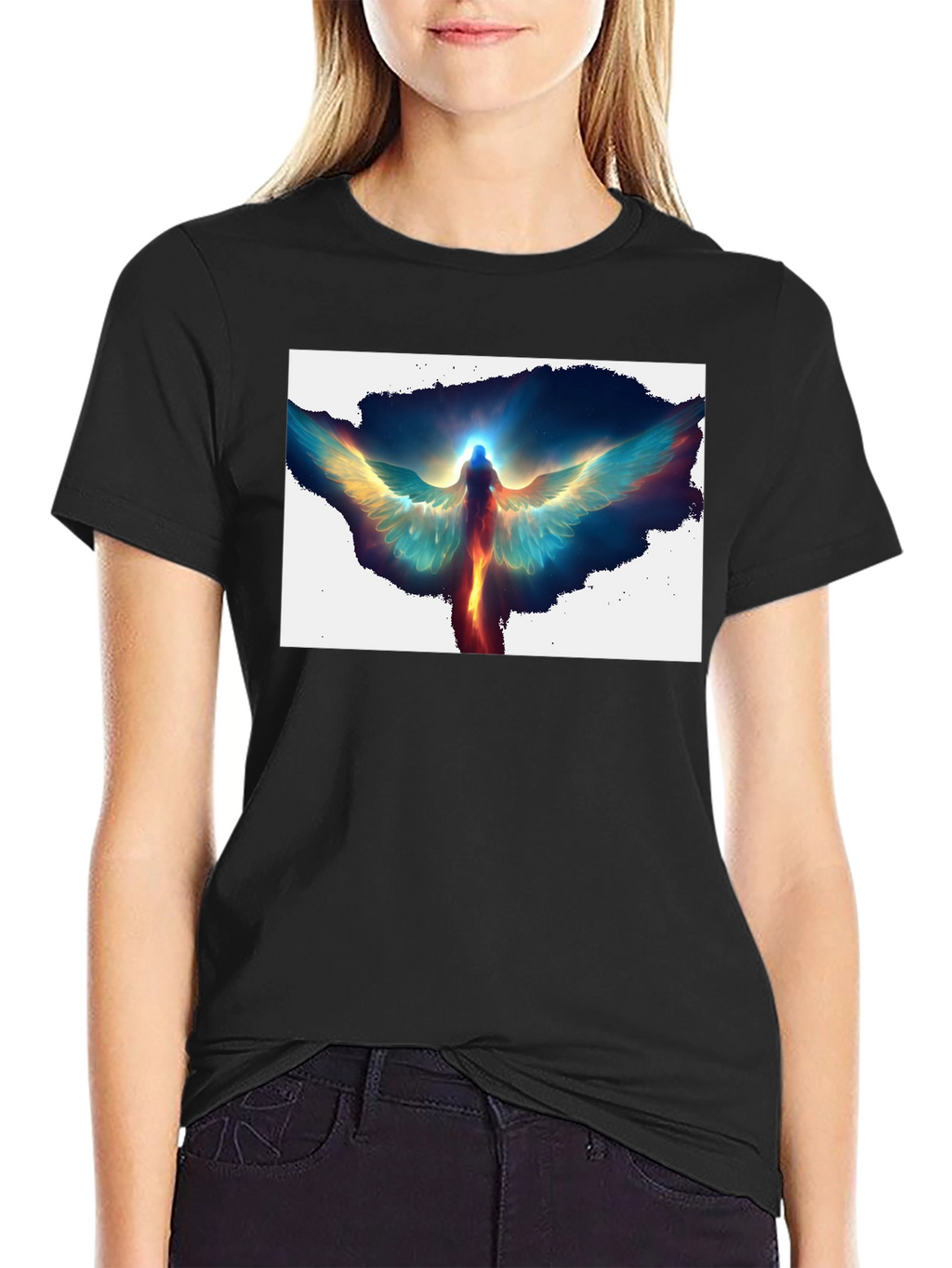 Angel Wings Graphic Print Black T-Shirt