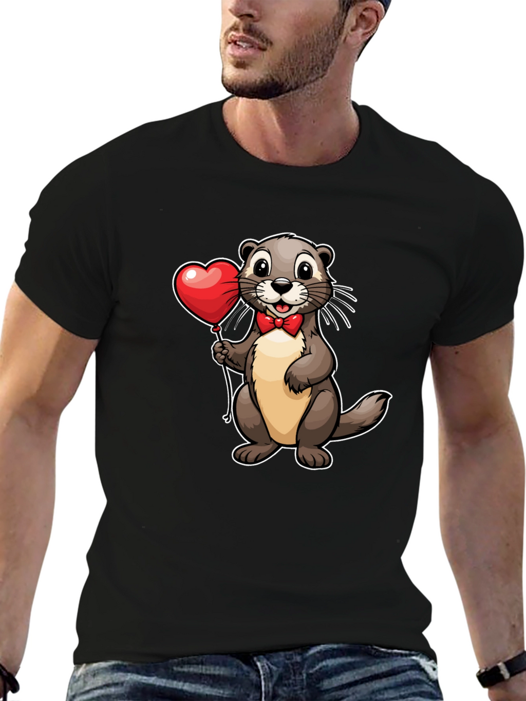 Otter with Heart Balloon T-Shirt - Valentines Day Tee