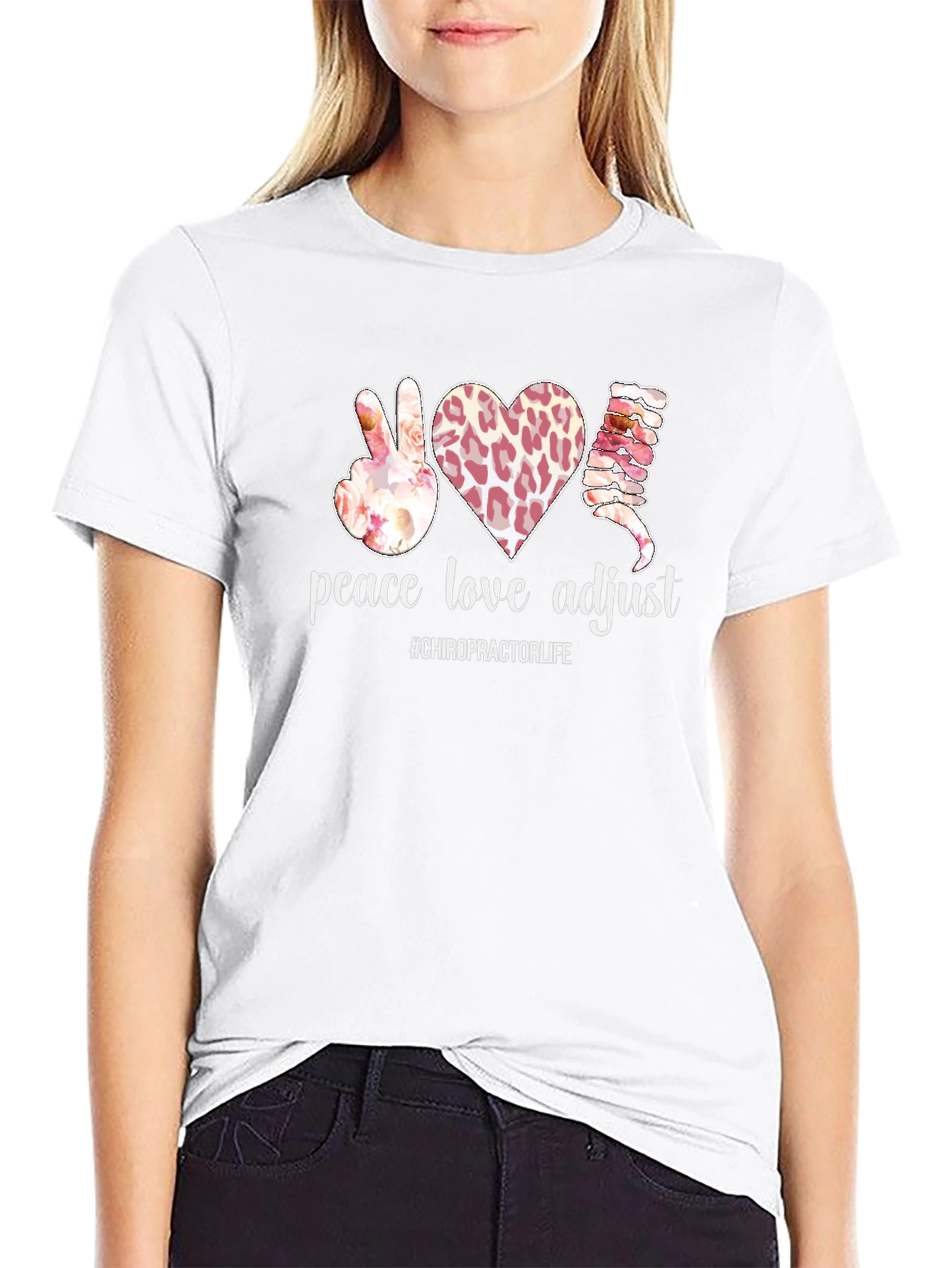 Peace Love Adjust Chiropractic T-Shirt