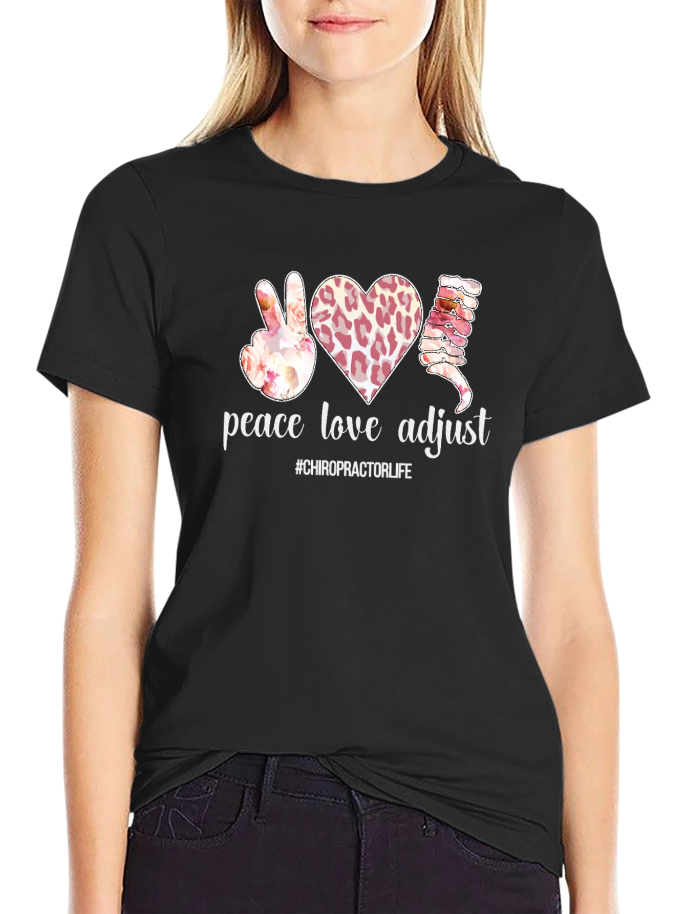 Peace Love Adjust Chiropractic T-Shirt