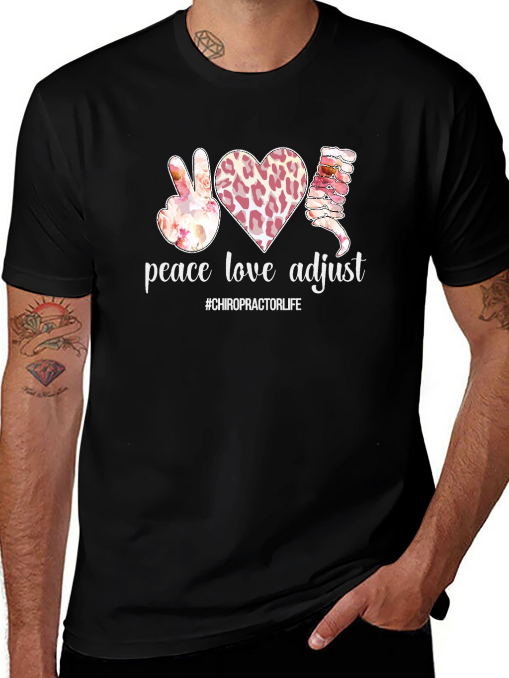 Peace Love Adjust Chiropractic T-Shirt