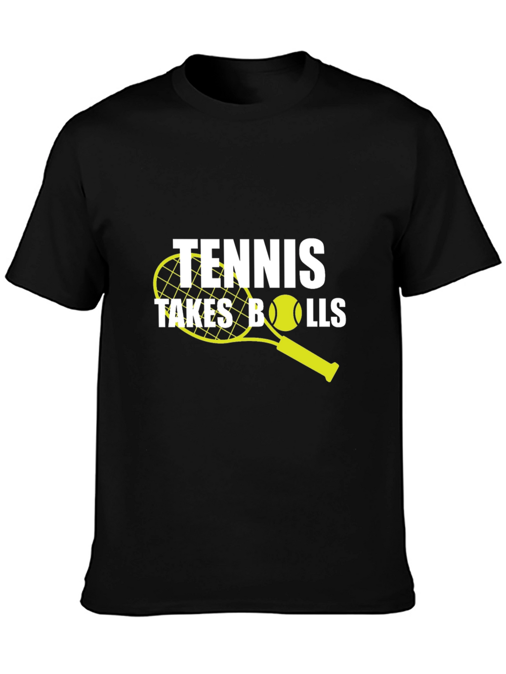 Tennis Takes Balls Graphic Tee - Black Cotton T-Shirt