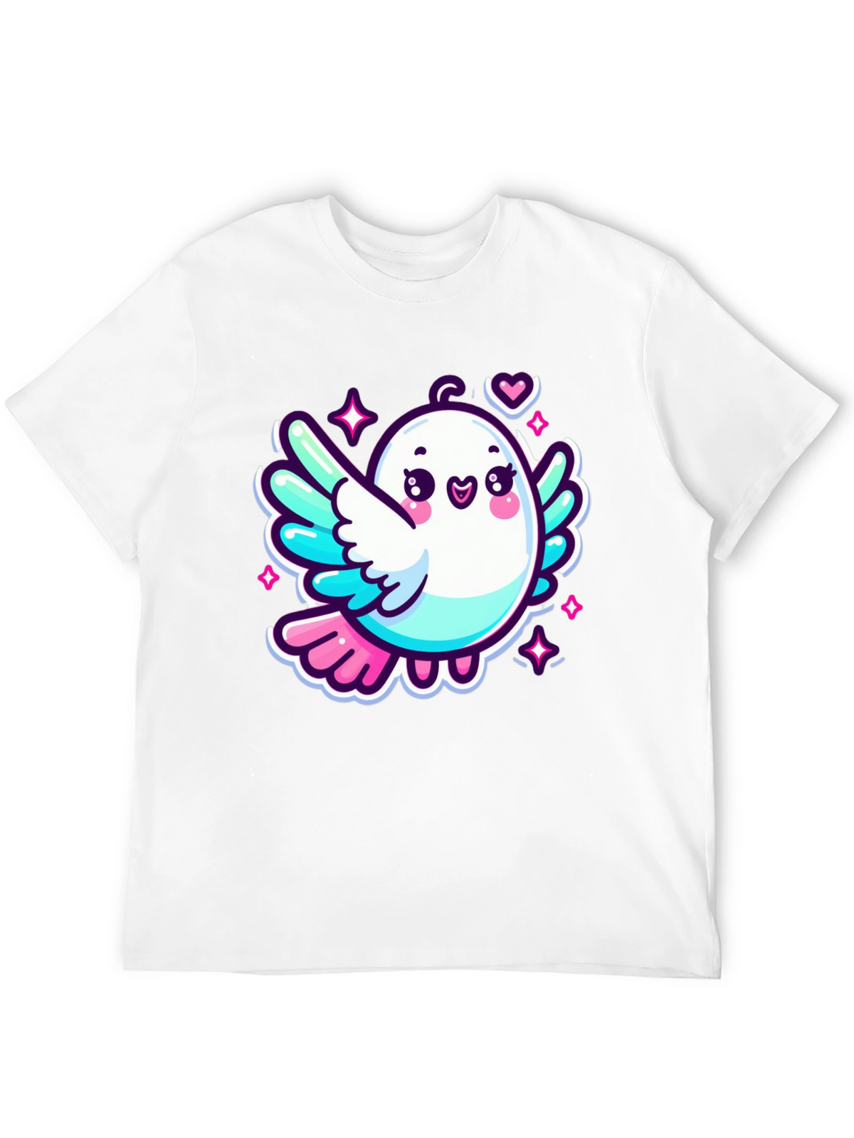 Cute Cartoon Bird Graphic Black T-Shirt