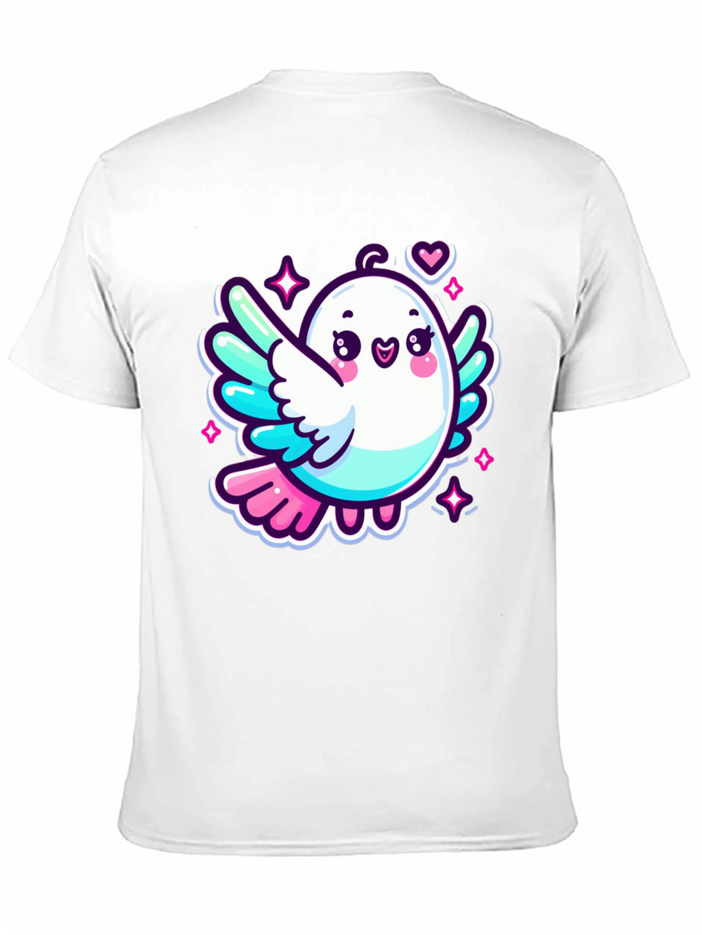 Cute Cartoon Bird Graphic Black T-Shirt