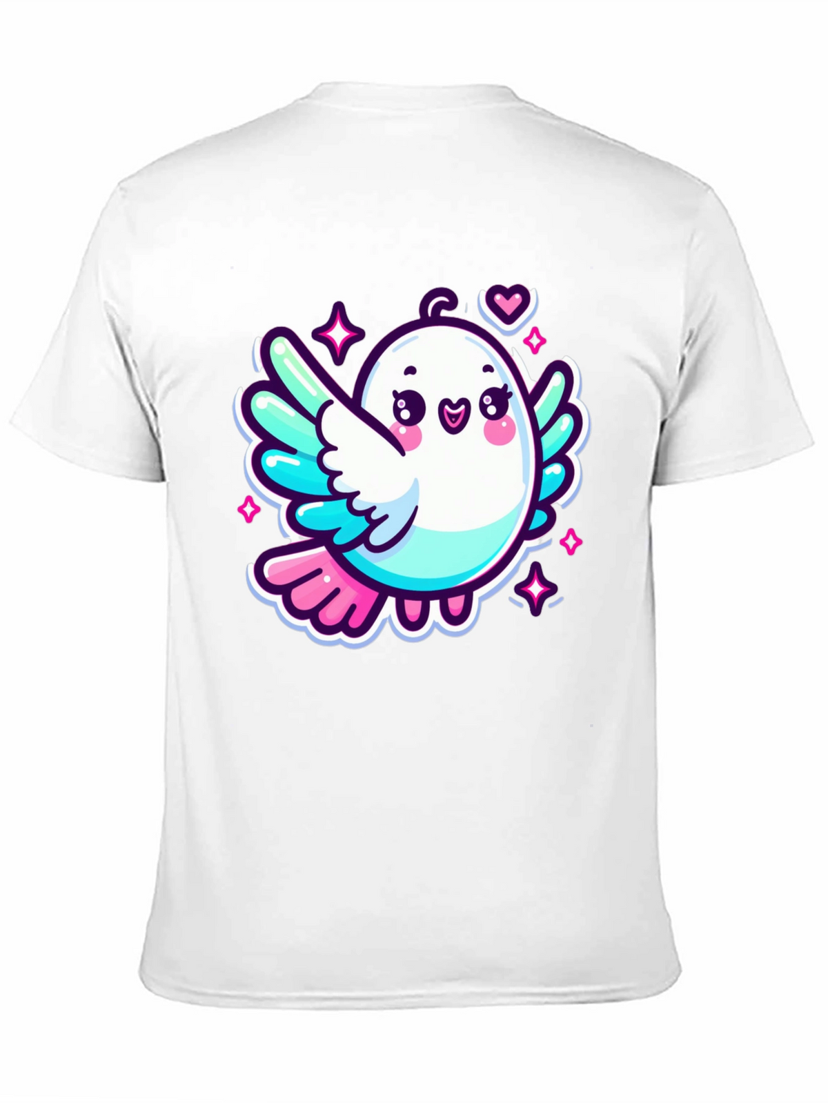 Cute Cartoon Bird Graphic Black T-Shirt