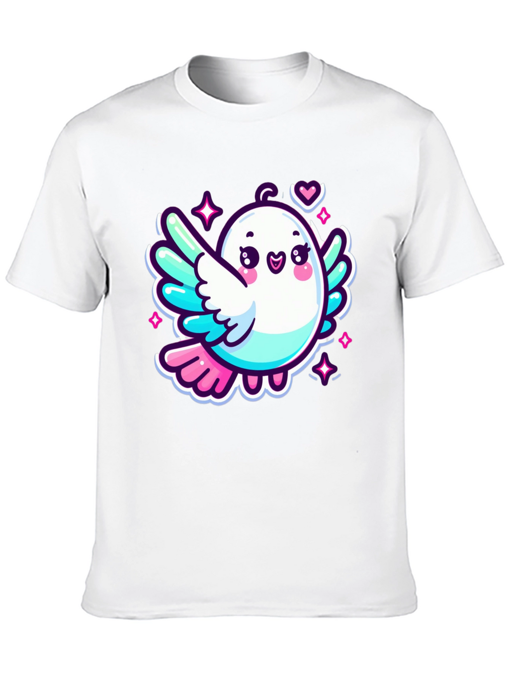 Cute Cartoon Bird Graphic Black T-Shirt
