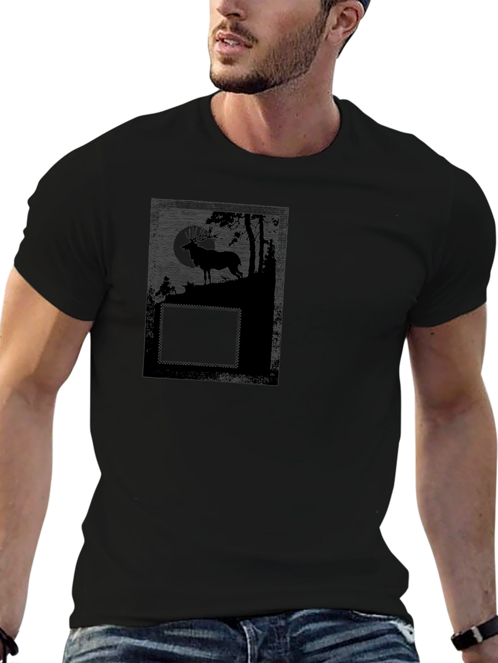 Black Deer Graphic T-Shirt