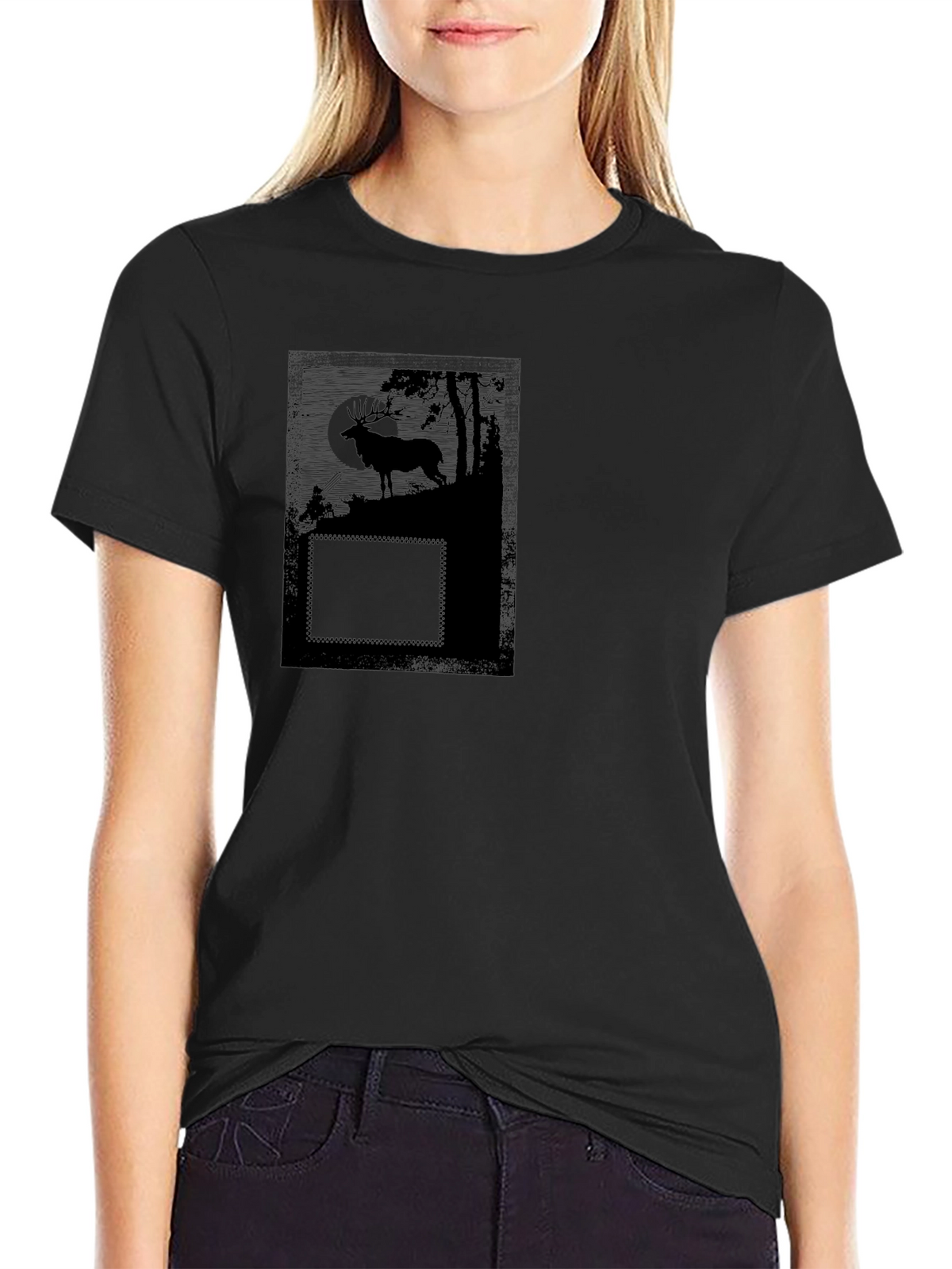 Black Deer Graphic T-Shirt