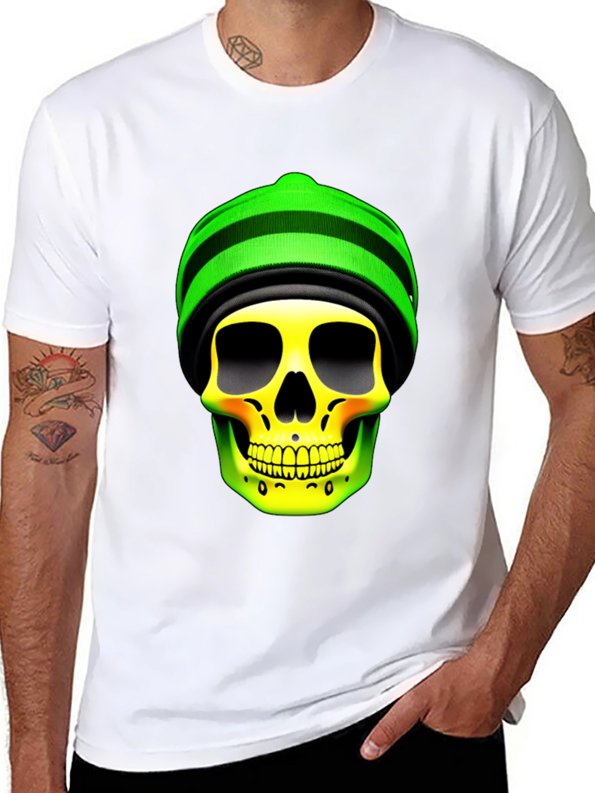 Skull with Beanie Graphic Tee