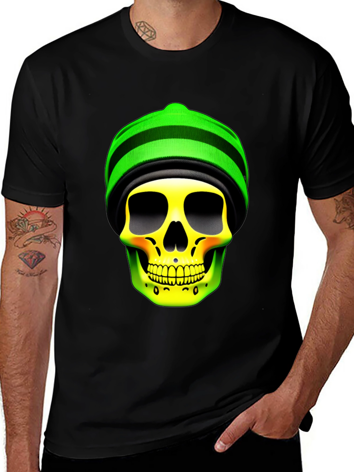 Skull with Beanie Graphic Tee