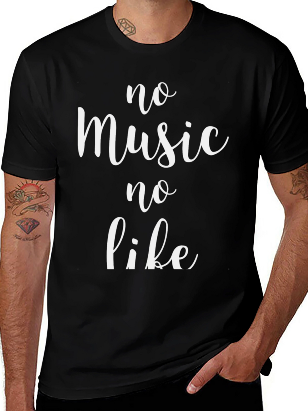 No Music No Life Black T-Shirt