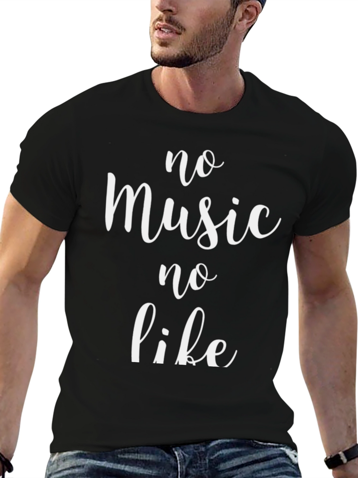 No Music No Life Black T-Shirt