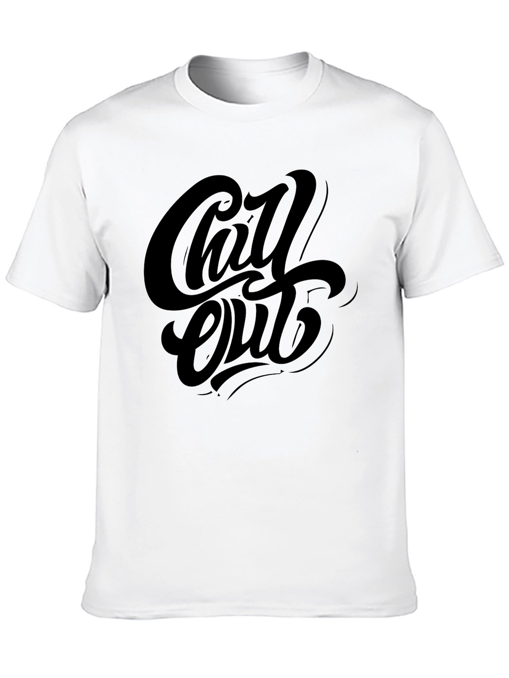 Chill Out Black Graphic Tee - Relaxed Style