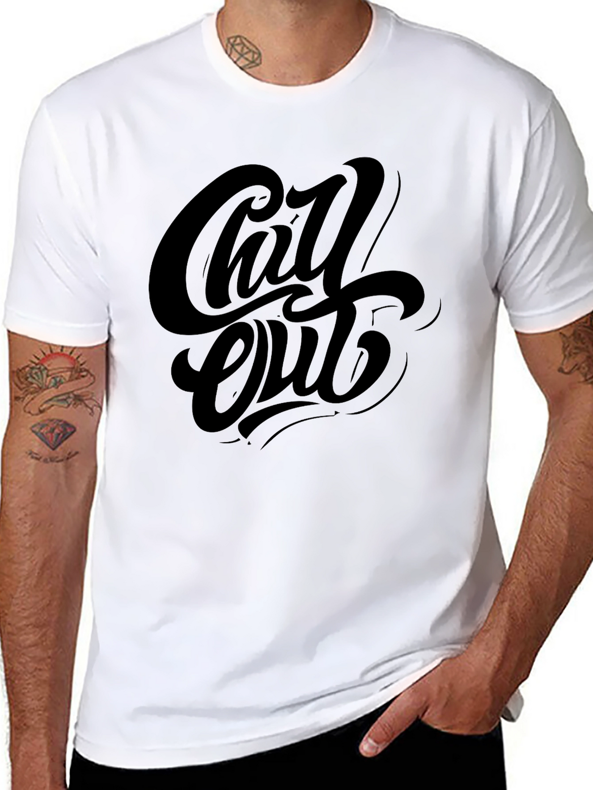 Chill Out Black Graphic Tee - Relaxed Style