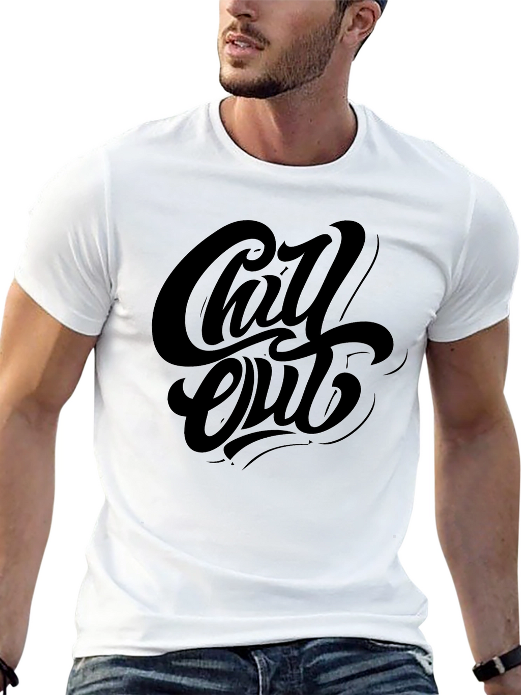 Chill Out Black Graphic Tee - Relaxed Style