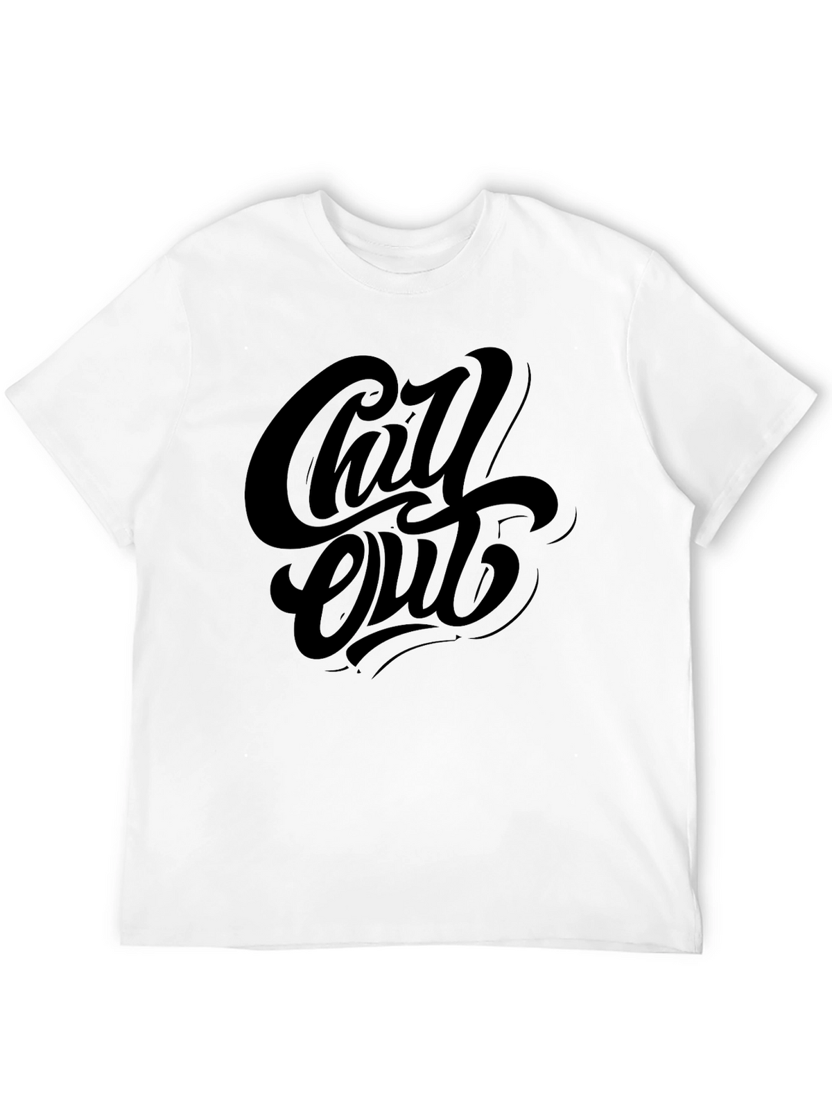 Chill Out Black Graphic Tee - Relaxed Style