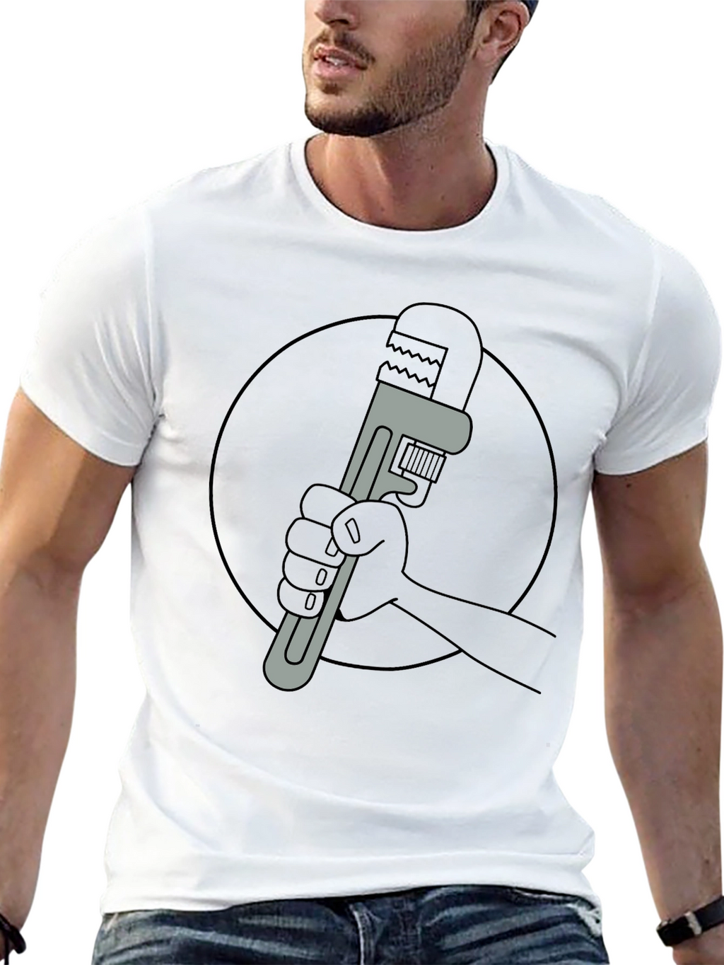 Cartoon Wrench Graphic Tee - Black