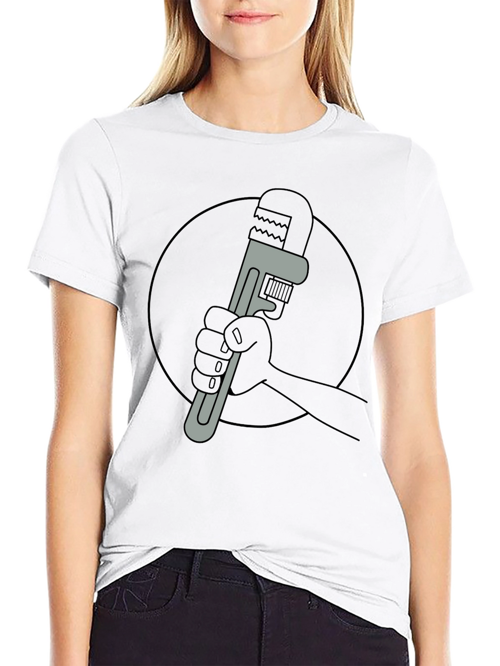 Cartoon Wrench Graphic Tee - Black