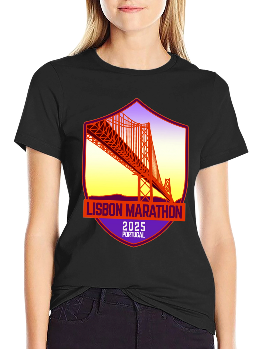 Lisbon Marathon 2025 T-Shirt: Portugal Bridge Design
