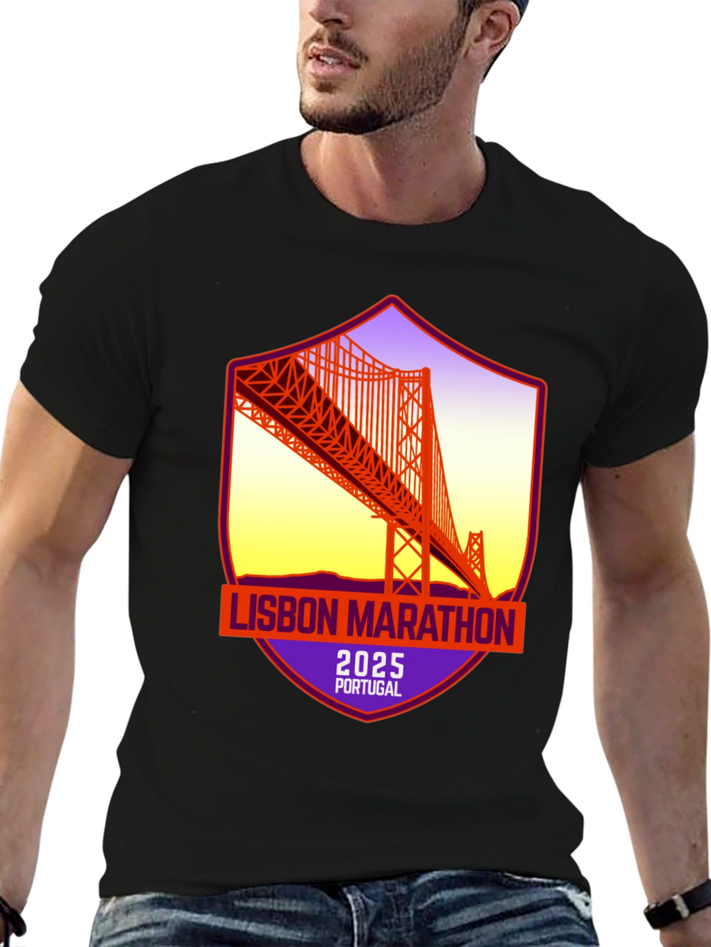 Lisbon Marathon 2025 T-Shirt: Portugal Bridge Design