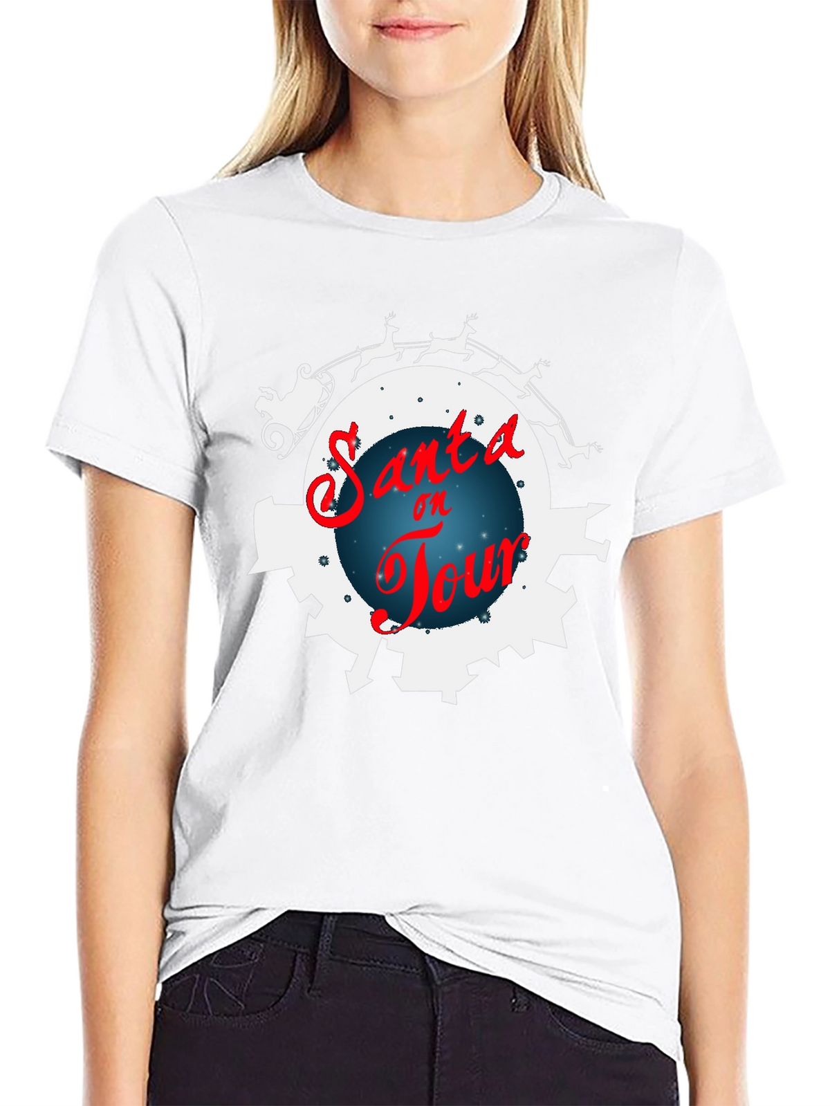 Santa on Tour Black T-Shirt