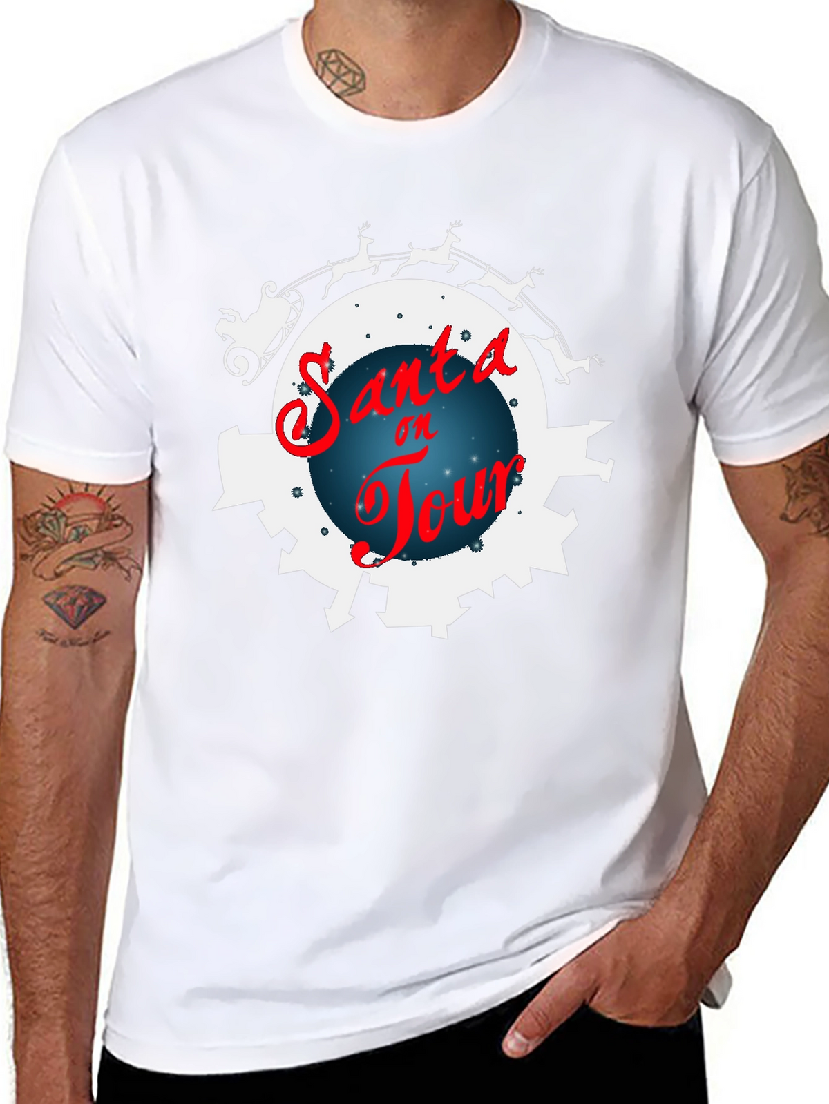 Santa on Tour Black T-Shirt