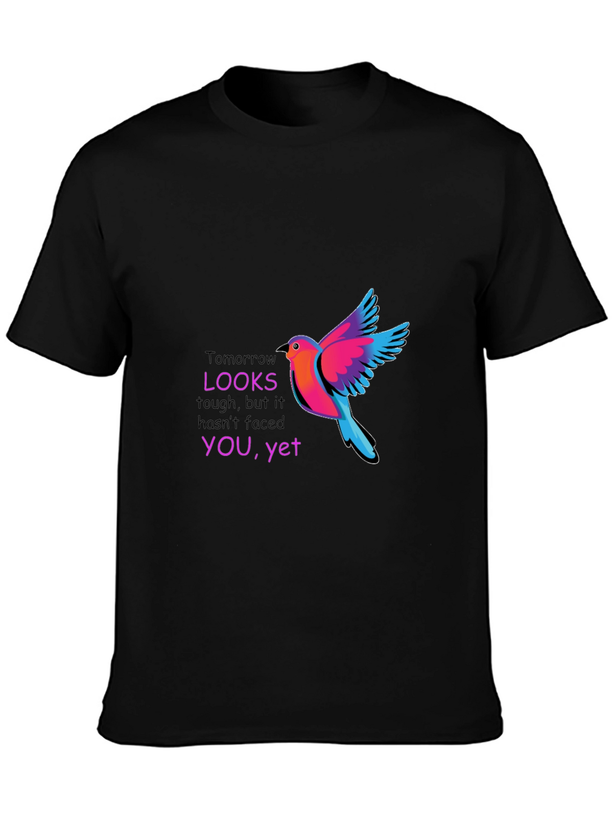 Motivational Bird Graphic Black T-Shirt