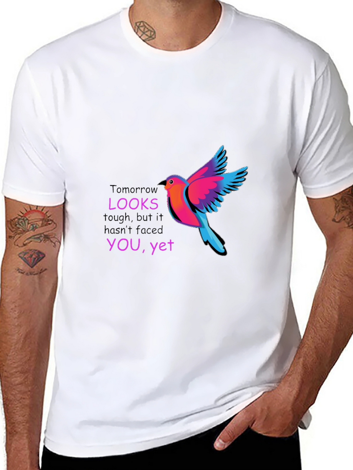 Motivational Bird Graphic Black T-Shirt