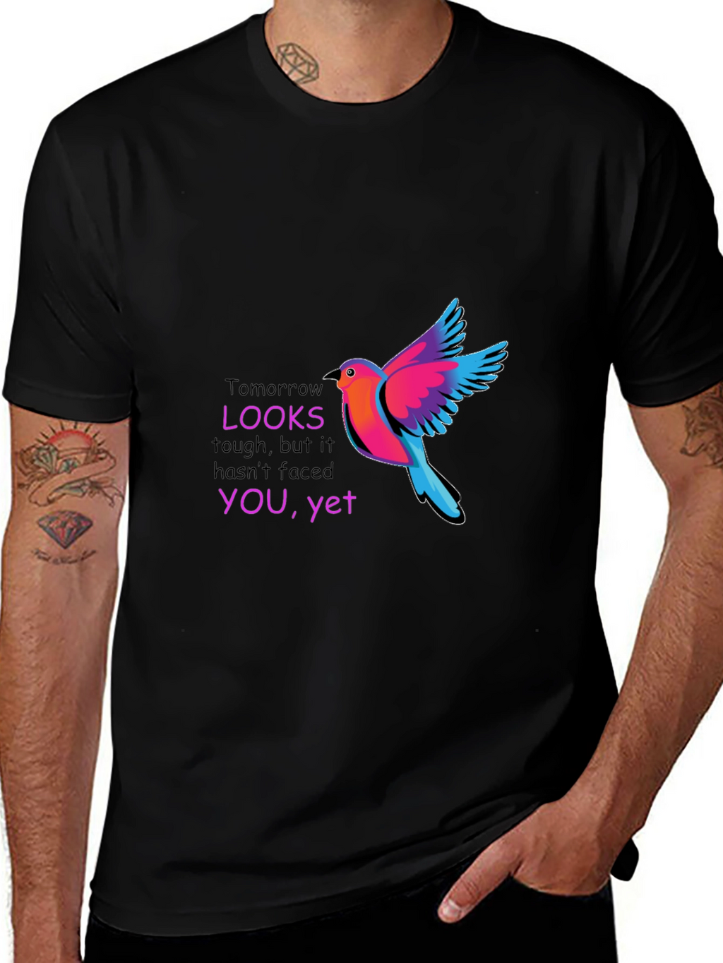 Motivational Bird Graphic Black T-Shirt